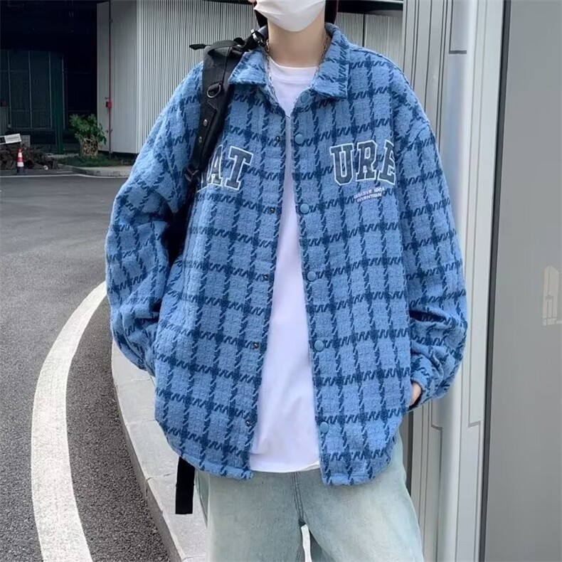 秋季新款休闲外套男潮格子夹克男生穿搭宽松上衣服CS2301/P52,男装夹克,星座506