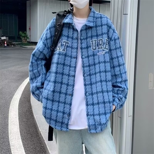 秋季新款休闲外套男潮格子夹克男生穿搭宽松上衣服CS2301/P52,劲舞衣服搭配图片图片