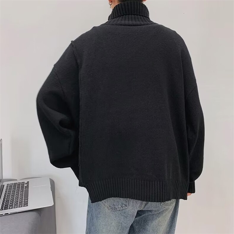 秋冬韩版宽松慵懒个性针织衫港风ins潮流高领毛衣男外套M914-P41,男装针织衫/毛衣,星座512-2