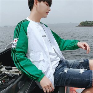2021夏新款韩版休闲棒球服男防晒服衣服男装  T618  P50图片