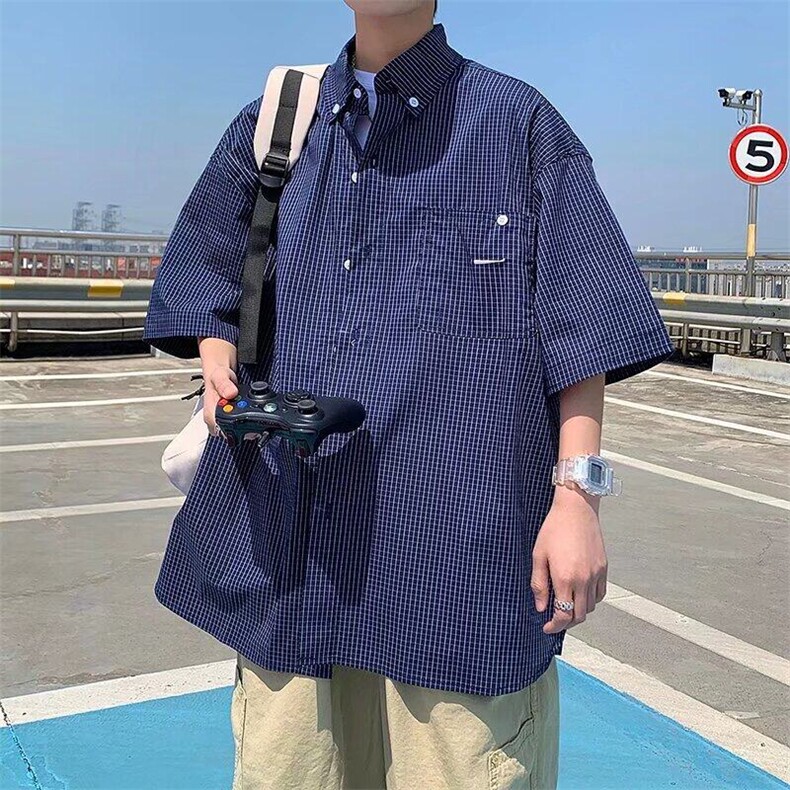 DC55-P40春季新款条纹简约休闲衬衫男士开衫百搭复古长袖衬衣外套,男装衬衫,星座603-2