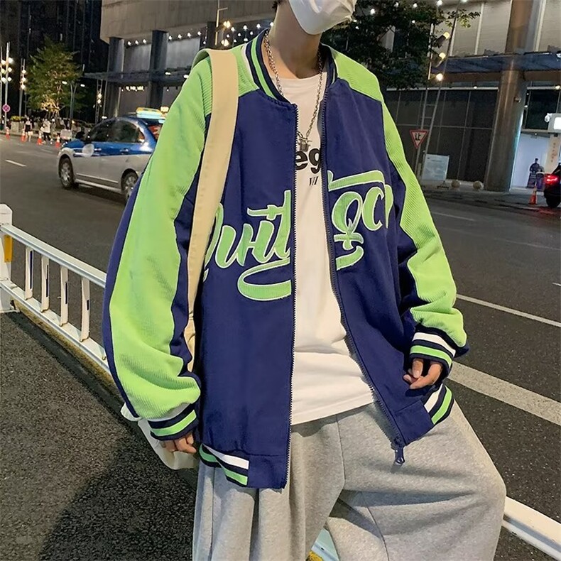 春款潮牌宽松连帽复古男生美式棒球服男休闲夹克外套W7162-P40,男装夹克,星座512-3