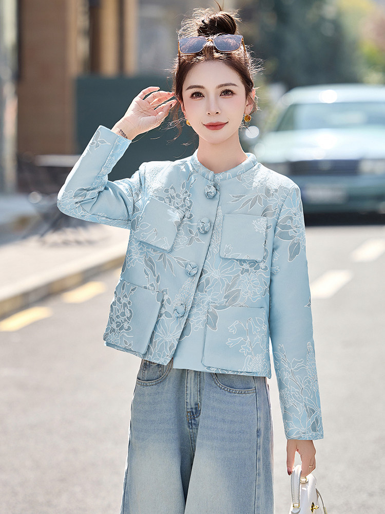 新中式国风高档提花外套女2025新款开春爆款洋气减龄小个子短上衣,女装短外套,橙子家