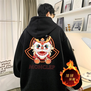 龙年卫衣 冬季美式加绒加厚连帽卫衣外套DL1790常规特P35加绒特40图片