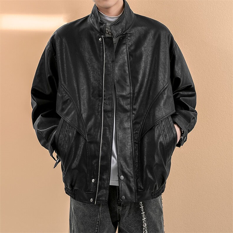 现货-2025秋冬立领皮衣夹克男潮牌复古个性机车外套-AP2411-P115,男装夹克,电商A351