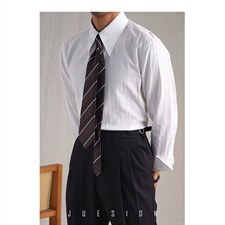 休闲条纹尖扣领衬衫男秋季商务免烫修身上衣意式绅士时尚长袖衬衣，男装衬衫，星座410-6（原星座1304-1）