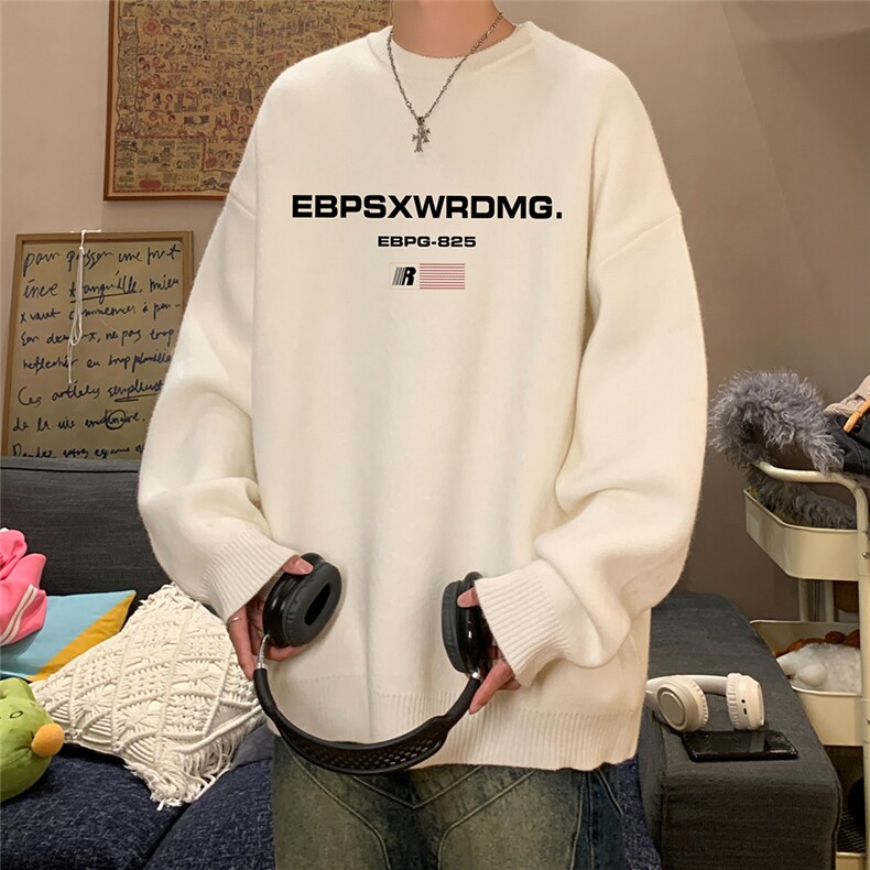 特批港风公寓个性宽松时尚圆领毛衣TPM6850P45控78,男装针织衫/毛衣,电商A247