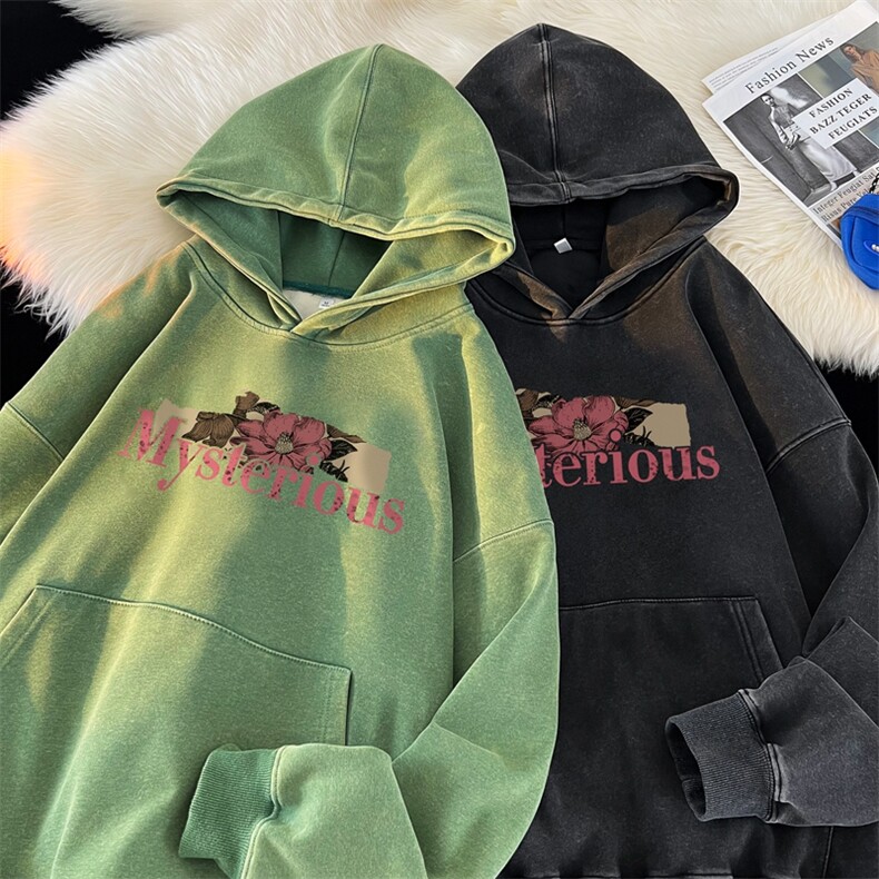 秋冬美式重磅水洗复古连帽卫衣潮流大码潮牌做旧男XZ517A-BK16649,男装卫衣,星座517A