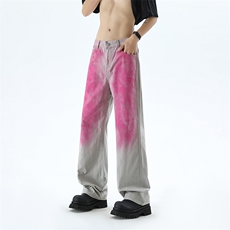 B221美式ins高街暗黑小众个性喷墨直筒休闲裤LK24205-P60控78，男装休闲裤，电商B221