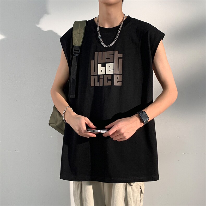 夏季港风t恤男宽松大码纯棉运动背心坎肩潮牌无袖BX010P25,男装背心/马甲,星座1204-3
