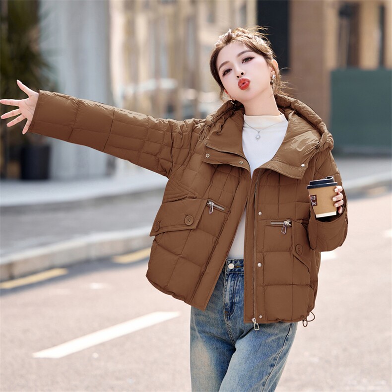 现货小短款时尚轻薄羽绒服女冬季新款2024显瘦气质外套白鸭绒90,商品下架区,然然