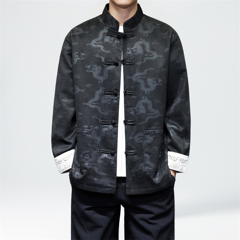 男士外套麂皮绒印花夹克盘扣立领唐装风XZ1512-2508-P85，男装夹克，星座1512