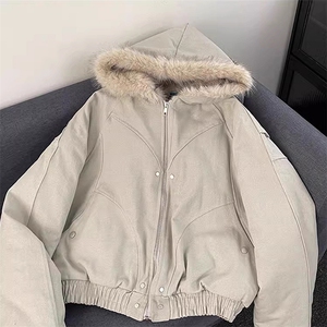 现货高品质美式高街冬季重磅硬挺短款座山雕毛领棉衣男女加厚外套,男装棉衣,电商A443