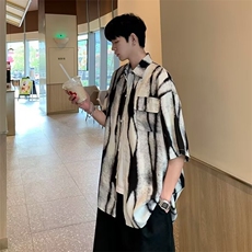 衬衫男士短袖韩版潮流高街2024夏季新款ins宽松外套CY706-P29，男装衬衫，星座412-2