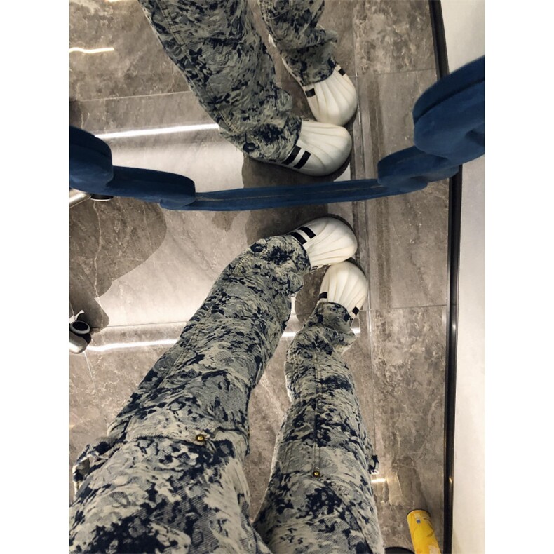 【有货】1197CC-特P76青花瓷牛仔裤男女设计感直筒裤子,男装牛仔裤,星座1007（原301D）