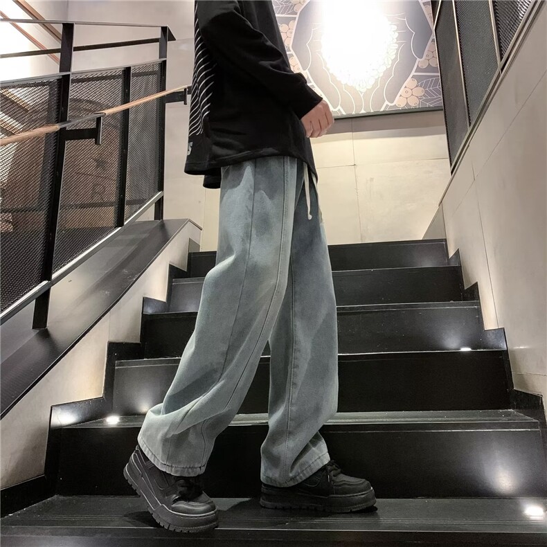 冬季加绒牛仔裤男潮牌vibe直筒休闲裤子高街ins潮RJ58-P43加绒53,男装牛仔裤,星座1008