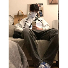 春秋插肩条纹刺绣立领卫衣男女简约宽松开衫休闲运动外套J637，女装短外套，星座1116A（原606A-3）