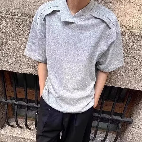翻领短袖polo衫男潮牌夏季t恤韩版修身潮流2025新款百搭体恤上衣图片