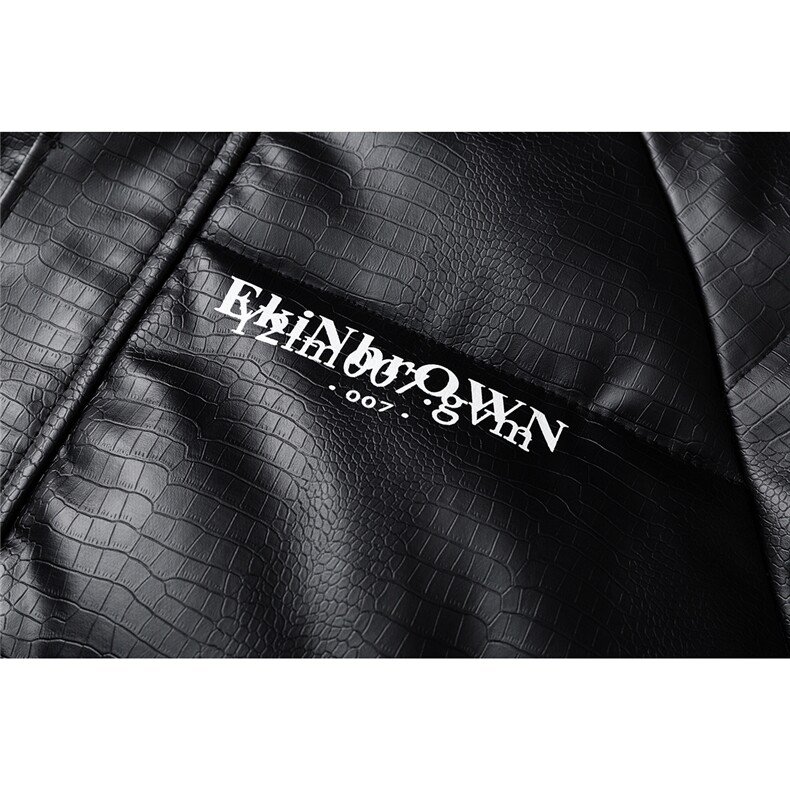 鳄鱼纹印花设计大码M-5XL手塞棉夹克PU皮棉服外套男8507P120控158,男装夹克,星座227-7