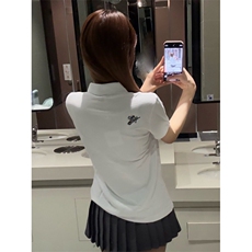 H0956-P35推荐#原版刺绣230克休闲翻领polo新款短袖T恤，女装T恤，星座617A-2