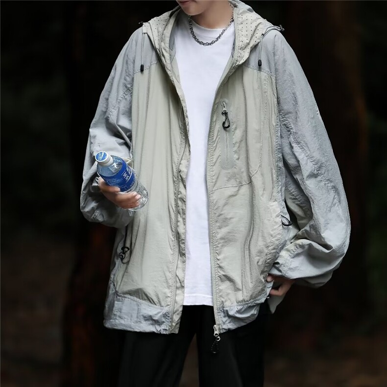 防晒衣男夏季薄款山系户外冲锋衣外套潮牌宽松防晒服W9318/P50，男装防晒衣，星座506