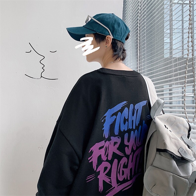 2023秋款新品青少年港风潮牌印花圆领运动卫衣男女同款 W401-P30图片