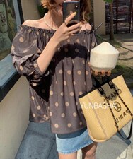 2022夏季新款波点一字肩上衣，其它，韵芭莎