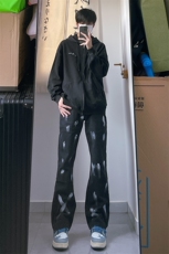 B221美式ins高街小众情侣款喷墨微喇牛仔裤LK22080-P60控78，男装牛仔裤，电商B221