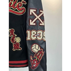 W9435-P80网图现货新款刺绣拼皮棒球服欧美潮牌街头夹克外套，男装夹克，星座1608-2