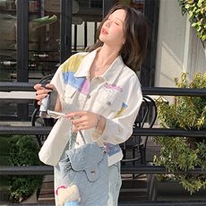 美式中袖爆款牛仔外套女2025春秋季新款韩版简约宽松时尚夹克上衣，女装短外套，纯色衣恋