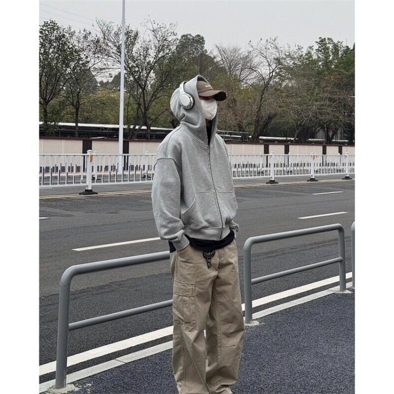 W9547-P68 网图现货 cleanfit连帽卫衣复古休闲廓形短款宽松外套图片
