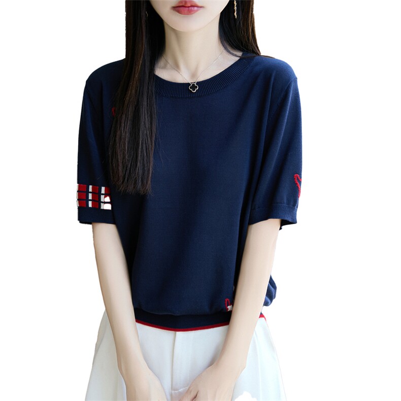 夏季新款简约天丝莱赛尔短袖女宽松百搭显瘦时尚休闲上衣,女装T恤,唐诺