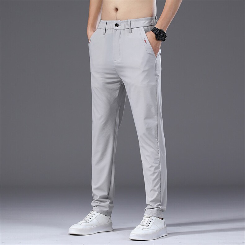 2026春夏季薄款冰丝锦纶男士休闲裤青年弹力西裤K8876-P40有货,男装休闲裤,星座224-1