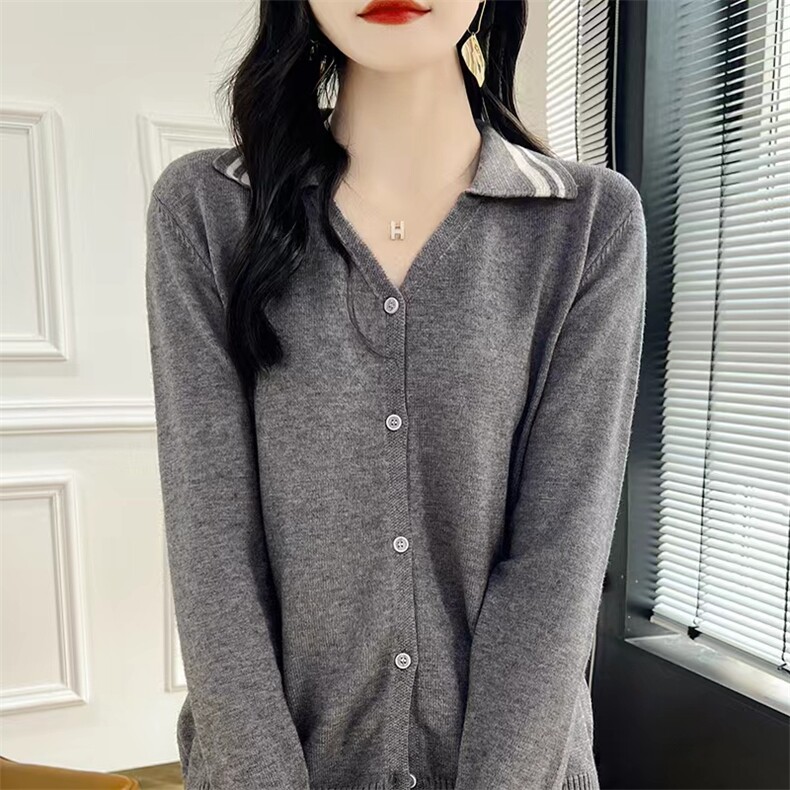 v领针织开衫女秋冬新款流行时尚毛衣外套慵懒外搭,针织衫/毛衣,昂家羊绒