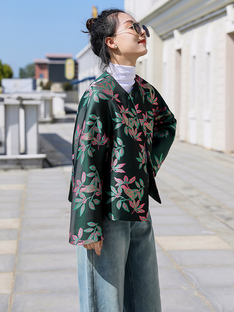 水衣源2668款新中式短款提花羽绒服女,女装羽绒服,水衣源