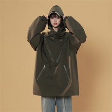 JK8105/P75秋装中性风机能防水冲锋衣女女宽松夹克工装防风外套，女装风衣，电商A141