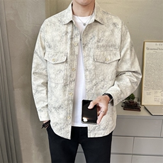 春季衬衫式外套男士脏脏灰翻领休闲宽松日系工装长袖C5505-P110，男装衬衫，电商A237