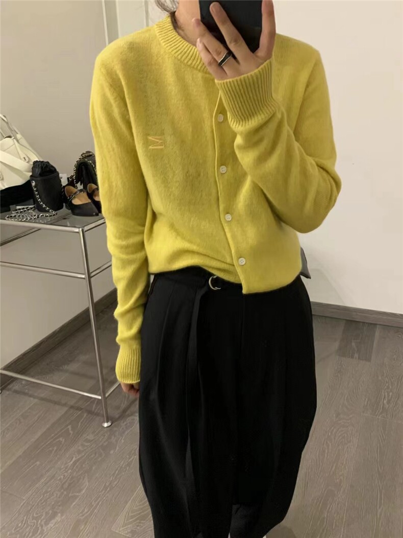 薄款衣服女圆领毛衣外套短款针织开衫长袖内搭打底衫,针织衫/毛衣,半城羊绒