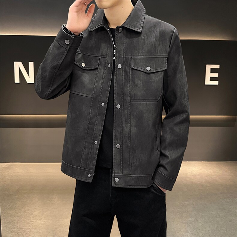 K596-P105秋冬潮流新款翻领PU皮衣男高品质防风百搭,男装皮衣,星座507A（原星座306B-2）
