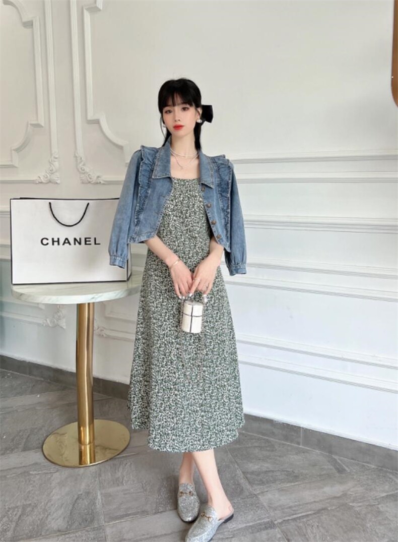 春夏两件套连衣裙，女装连衣裙，蕃米莉