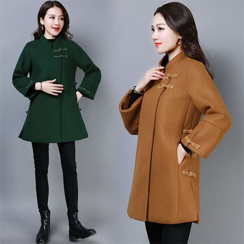 舒适口袋排扣长袖时尚潮流毛呢外套2020年冬季休闲，女装毛呢外套，琦鑫阁（原依鑫阁）