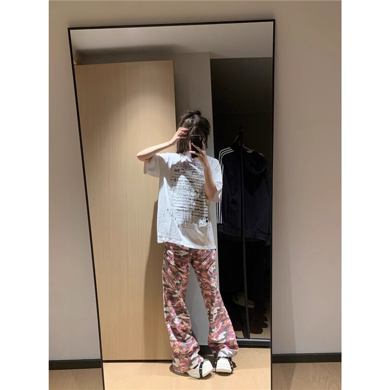 2025新款潮流街头做旧迷彩粉小众大口袋直筒工装裤长裤AA136-P59,男装工装外套,星座208-5