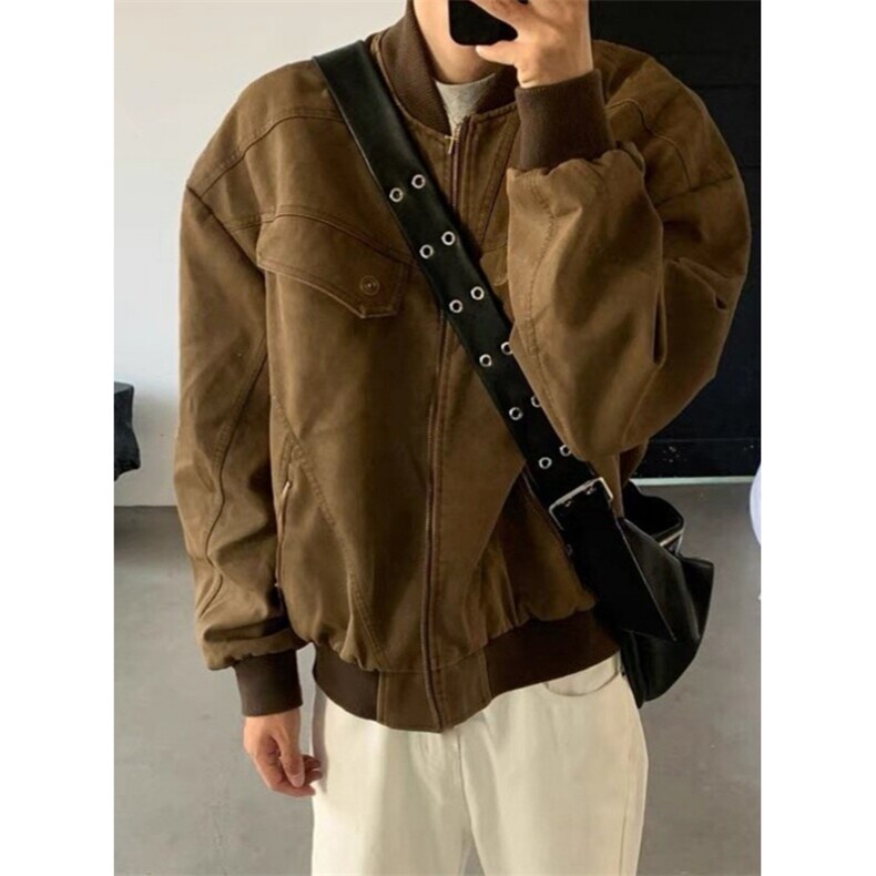 复古工装夹克男女春秋冬新款棒球服宽松痞帅外套JW25,男装夹克,星座1116A（原606A-3）