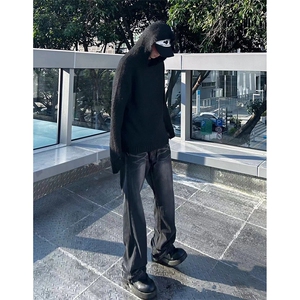 美式ins高街cleanfit重工艺水洗暗黑微喇牛仔裤货号K2401P60图片