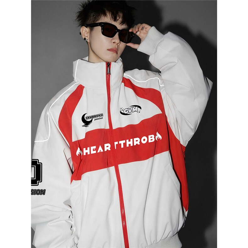 印花机车户外赛车M-5XL大码：涤纶棉衣男白底78179P128控178，男装棉衣，星座227-7