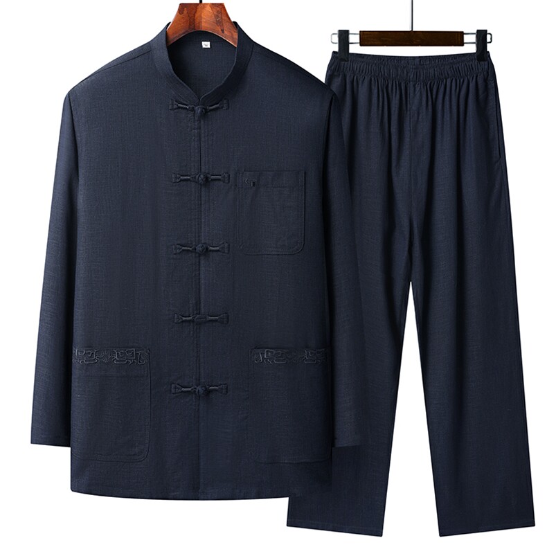 中老年唐装风长袖外套中老年中式晨练功居士服装TR2008-P145,男装民族服装,星座1105-3