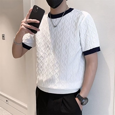 圆领短袖针织衫薄款春夏季男士t恤百搭丝光棉高端商务上衣M858，男装针织衫/毛衣，星座1116A-2（原606A-1）