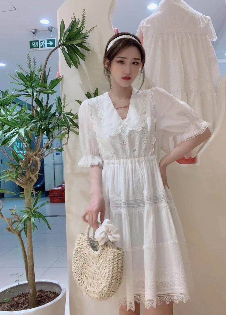 现货夏季新款娃娃领连衣裙，女装连衣裙，薇化