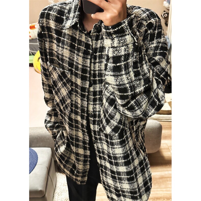 【有货】cleanfit黑白格子小香风外套高级感痞帅夹克237LL-特P55,男装夹克,星座1007（原301D）