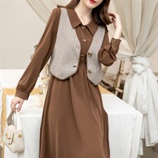 【秋季新款】两件套连衣裙马甲衬衫裙，女装连衣裙，笑思源